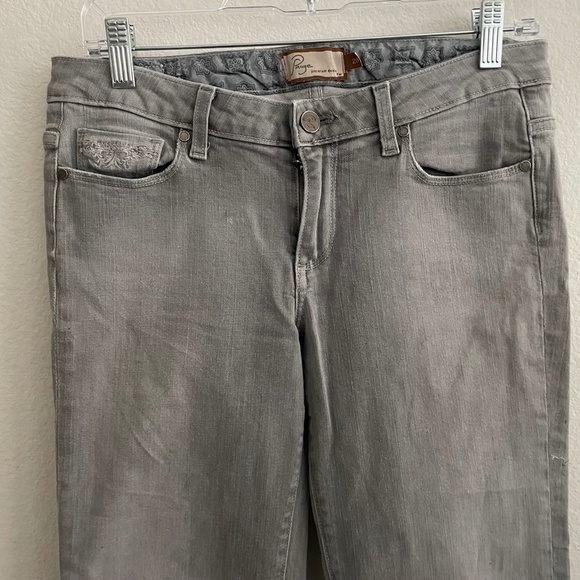 PAIGE Jeans Women's Size 28 Washed Grey Denim Robertson Crop Wide Leg Boho Flare - Picture 2 of 8